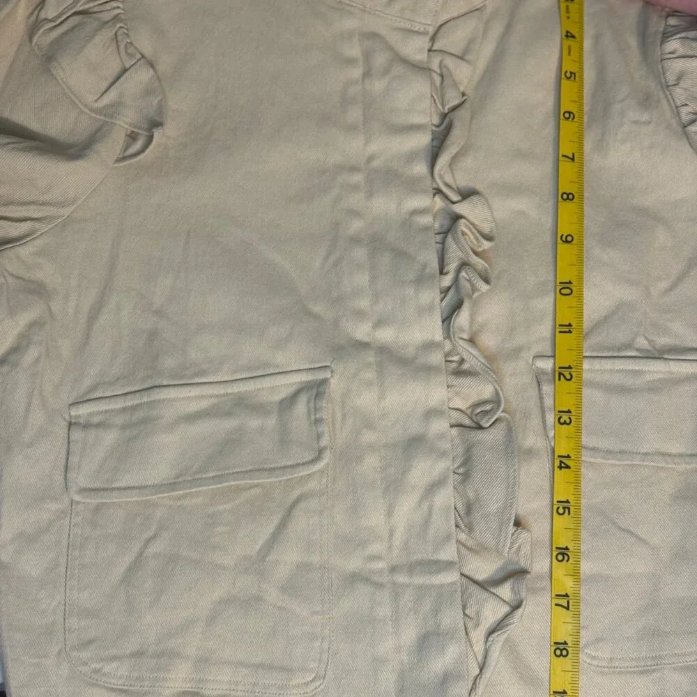 Entro NWT Women's Kimmi Ruffle Trim Utility Jacket - Cream Beige - Size Small - Picture 6 of 6